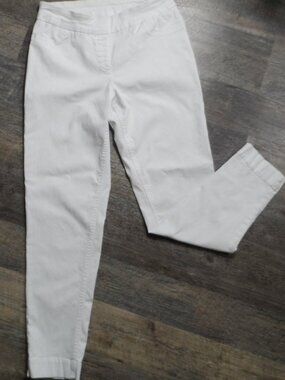 Soft Surroundings White Pull On Pants  Sz Small Full Length Stretch Fabric